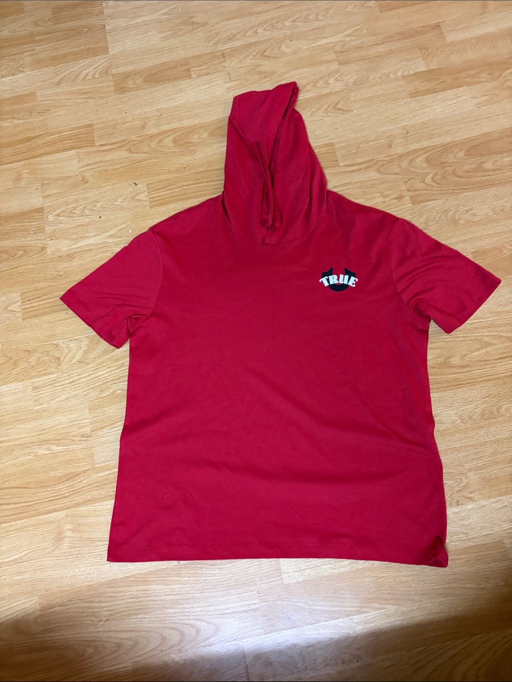 True Religion Red Short Sleeve Hoodie Tee